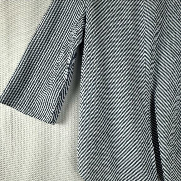New Directions Womens Blue White Striped Tie-Front 3/4 Sleeve Blouse Medium - Picture 6 of 9